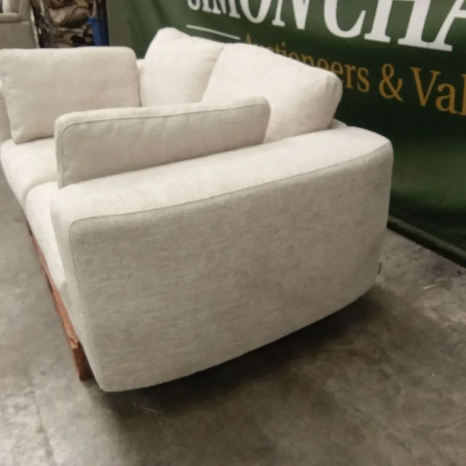 DANETTI QUINN NATURAL FABRIC DARK WOOD 2 SEATER SOFA RRP £849