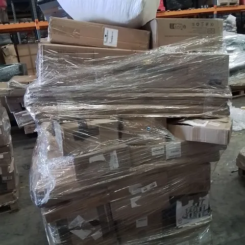 PALLET CONTAINING VARIOUS ASSORTED BOXED ITEMS TO INCLUDE. BEAN BAG BALLS, PLAY POOL, WEED CUTTER, AIR FRYER, CORDLESS VACUUM CLEANER AND LOTS MORE UNMARKED BOXED ITEMS