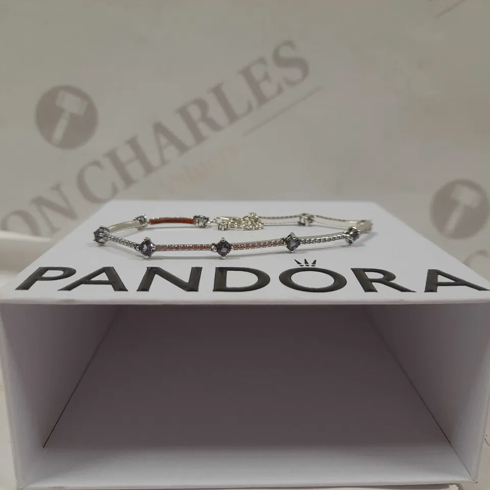 PANDORA PURPLE JEWELS & AND SILVER BRACELET