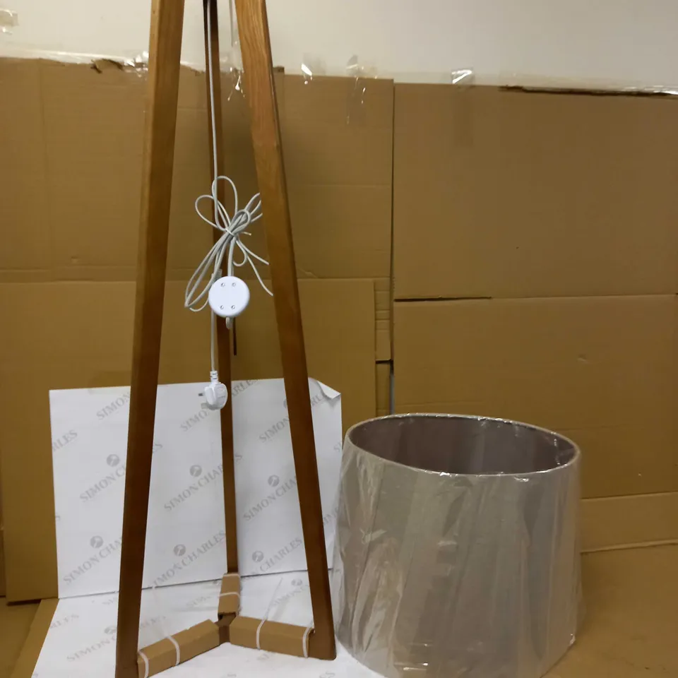 JOHN LEWIS TRINITY OAK LINEN SHADE FLOOR LAMP	