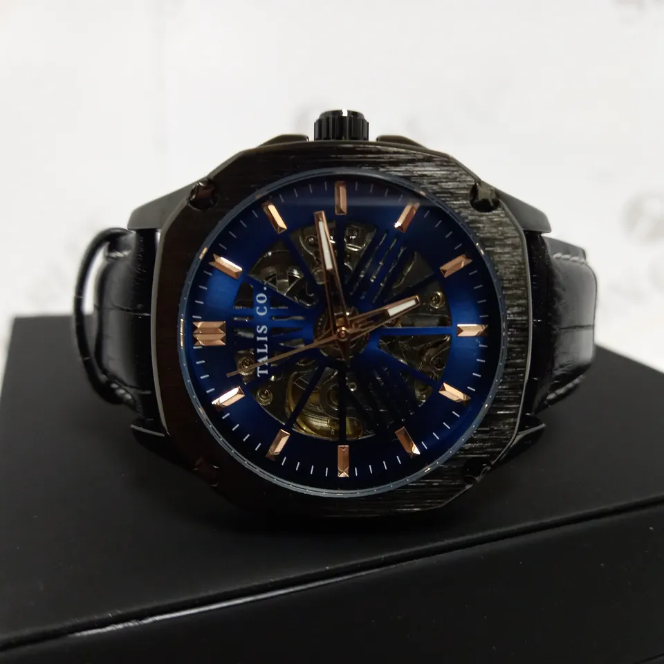 TALIS SKELETON LEATHER STRAP WRISTWATCH