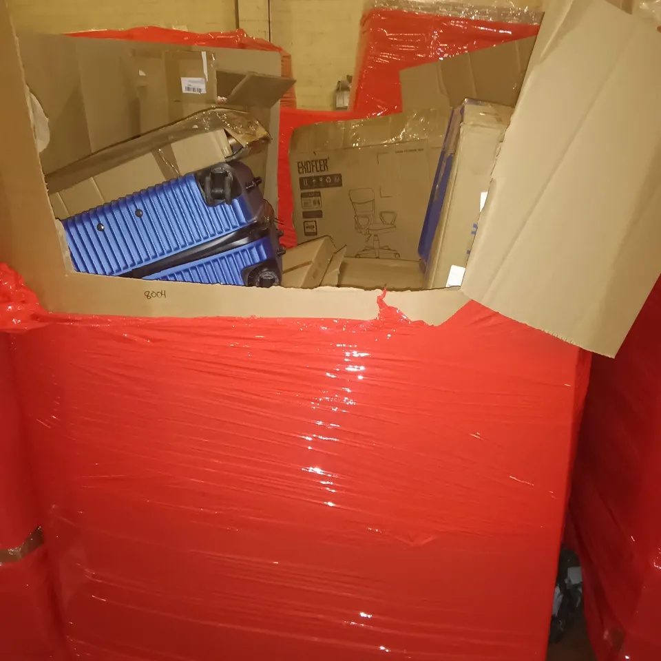 PALLET OF ASSORTED ITEMS TO INCLUDE LED CEILING LIGHT, ASH VACUUM AND OFFICE CHAIR