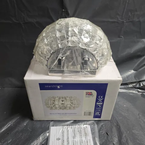 SEARCHLIGHT MARILYN 2LT WALL LIGHT WITH CRYSTAL GLASS – CHROME/CLEAR - COLLECTION ONLY
