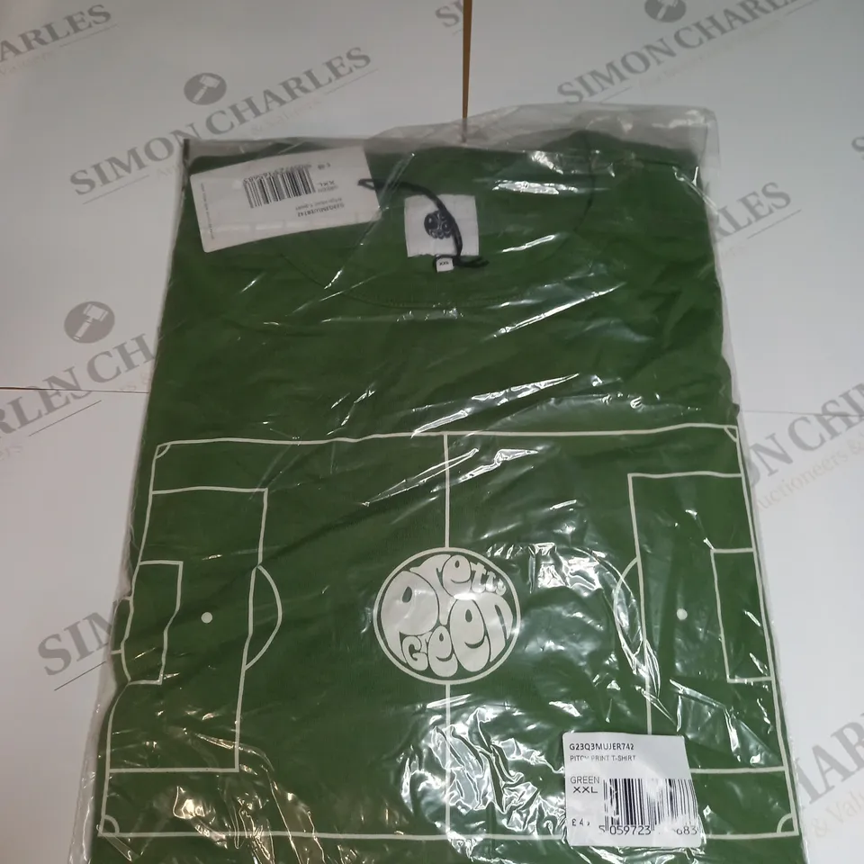BAGGED PRETTY GREEN PITCH PRINT T-SHIRT SIZE XXL