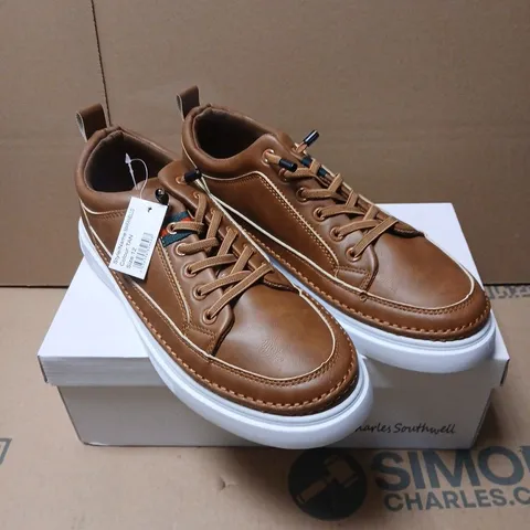 CHARLES SOUTHWELL MARANELLO TAN LEATHER SNEAKERS β UK 11