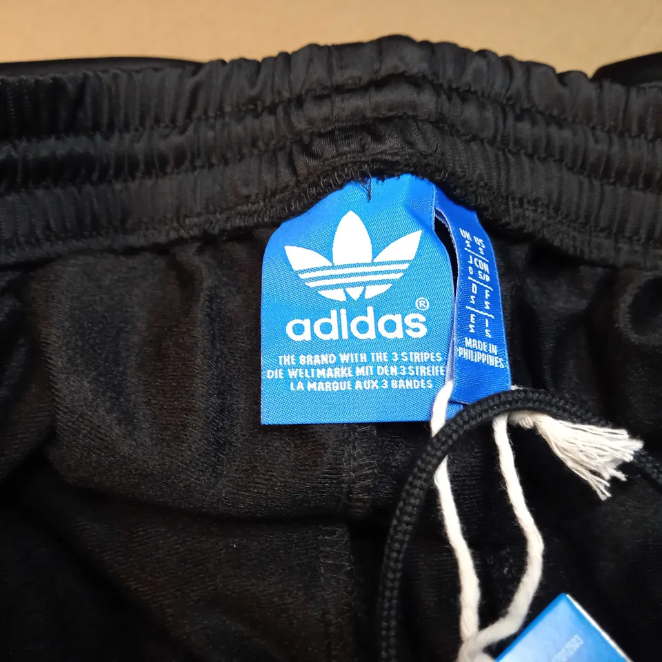 ADIDAS BLACK/WHITE TRACK BOTTOMS - SMALL