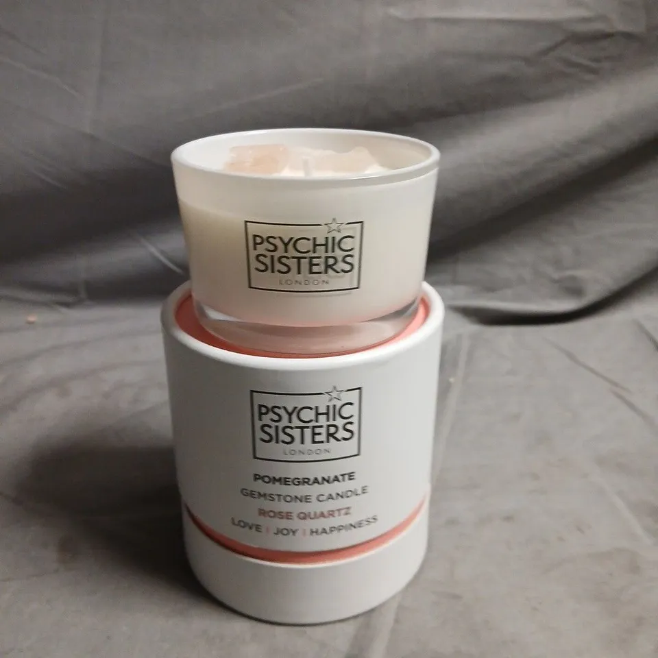 PSYCHIC SISTERS LONDON POMEGRANATE GEMSTONE CANDLE - ROSE QUARTZ