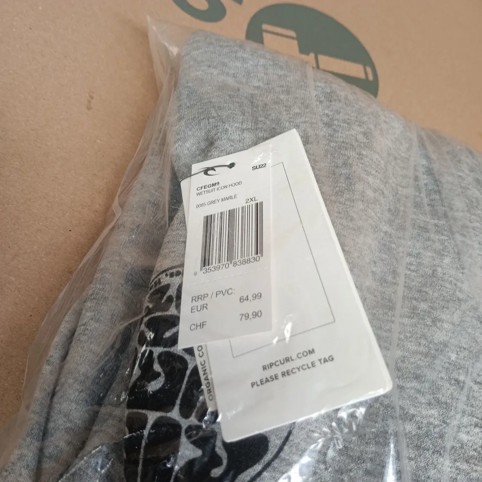 RIP CURL WETSUIT ICON HOODIE GREY MARLE 2XL TAGGED BAGGED