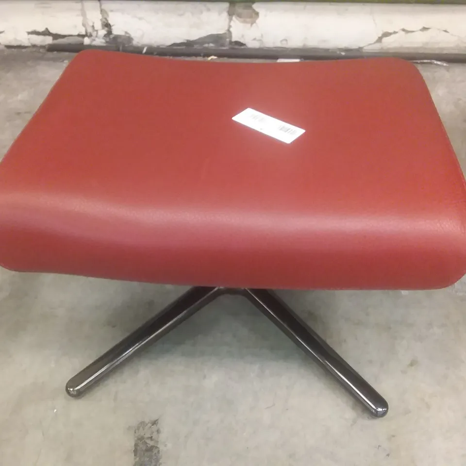 QUALITY ITALIAN DESIGNER GNOSTIC CHAIR + POUFF CALLAS RED LEATHER