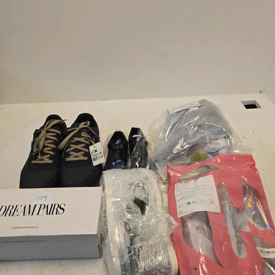 BOX OF APPROXIMATELY 30 PAIRS OF SHOES IN VARIOUS COLOURS, SIZES AND STYLES
