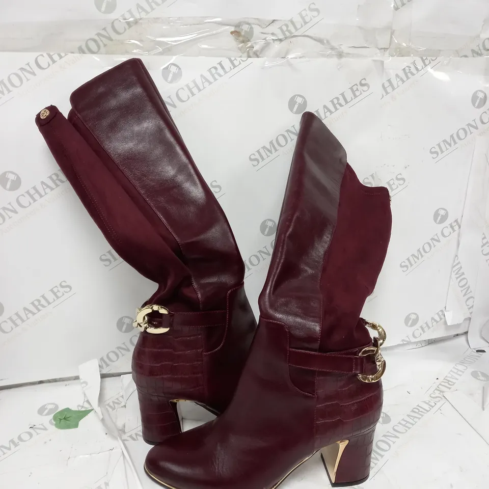 MODA IN PELLE LIZETH KNEE HIGH LEATHER BOOTS BURGUNDY SIZE 7