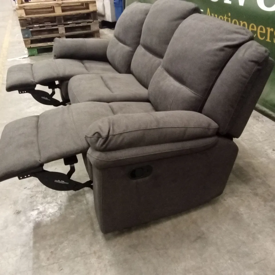 ALBION CHENILLE 3 SEATER HIGH BACK MANUAL RECLINER SOFA - CHARCOAL RRP £679