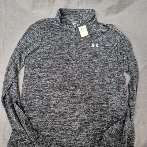 UNDER ARMOUR WOMENS TECH 1/2 ZIP TWIST FLEECE IN BLACK/GREY - SMALL