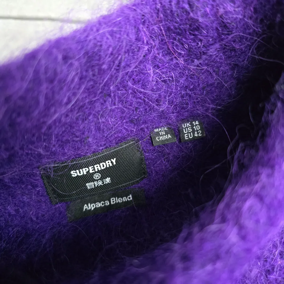 SUPERDRY ALPACA BLEND KNIT JUMPER – PURPLE – UK 14 (US 10, EU 42)