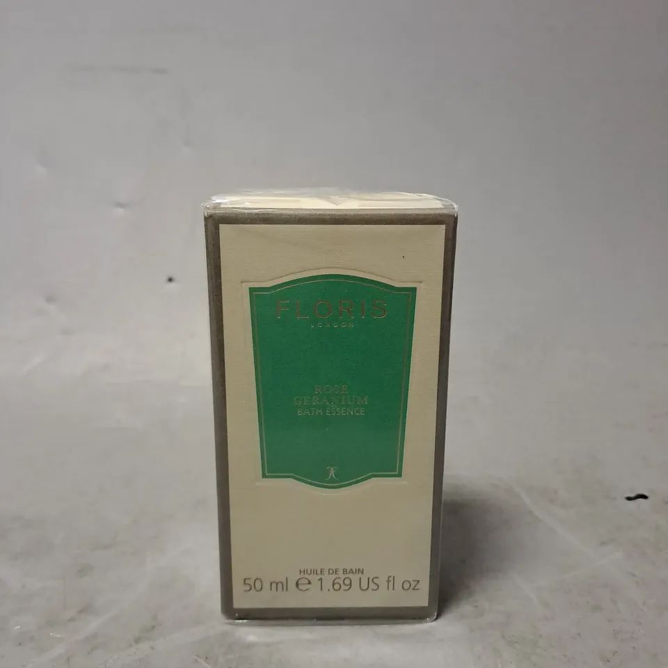 BOXED AND SEALED FLORIS LONDON ROSE GERANIUM BATH ESSENCE 50ML