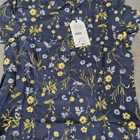 SEASALT CORNWALL RUSHMAKER SHIRT IN NAVY/BOTANICAL STEMS SIZE UK 10