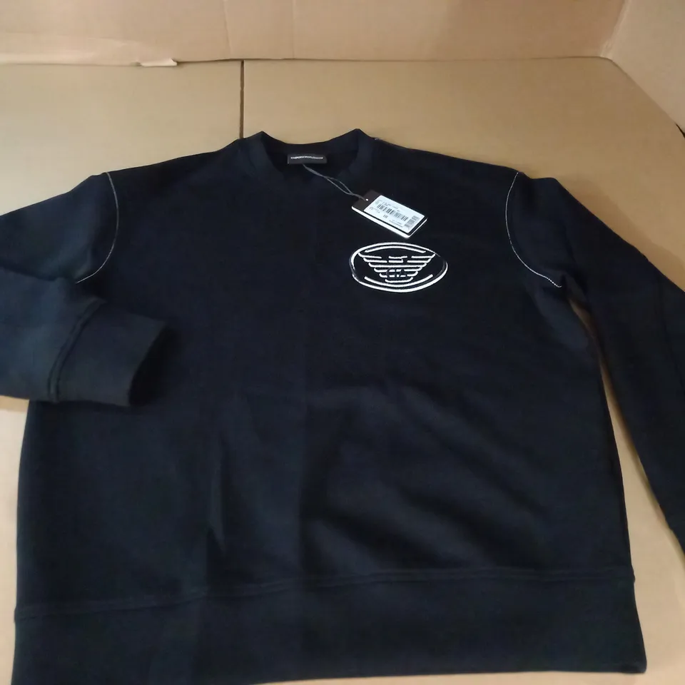 EMPORIO ARMANI BLACK CREW SWEATSHIRT - M