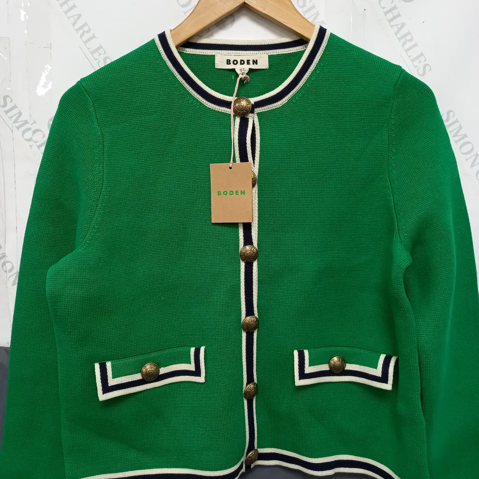 BODEN HOLLY KNITTED JACKET IN EMERALD GREEN - UK 12