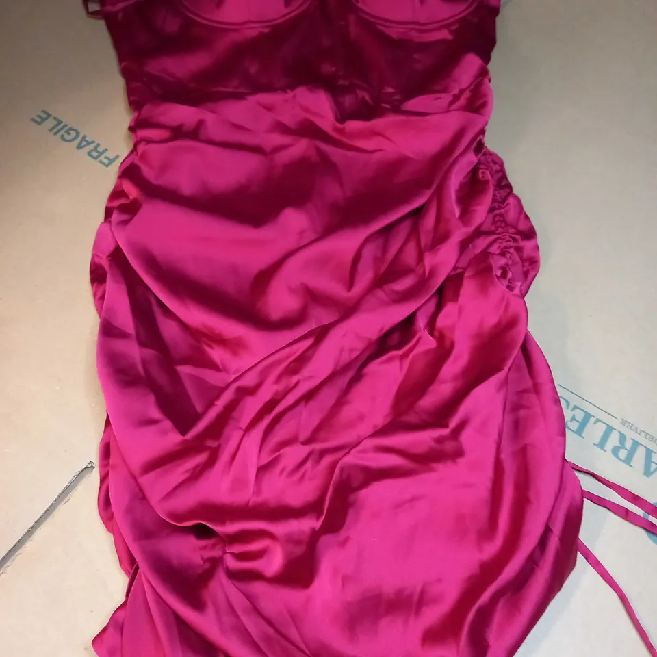 OH POLLY RED SATIN CORSET TOP MINI DRESS - SIZE 12