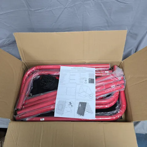 MULTI REBOUND NET WITH FRAME & MESH - RED TUBULAR FRAME, BOXED (INCLUDES INSTRUCTION MANUAL)