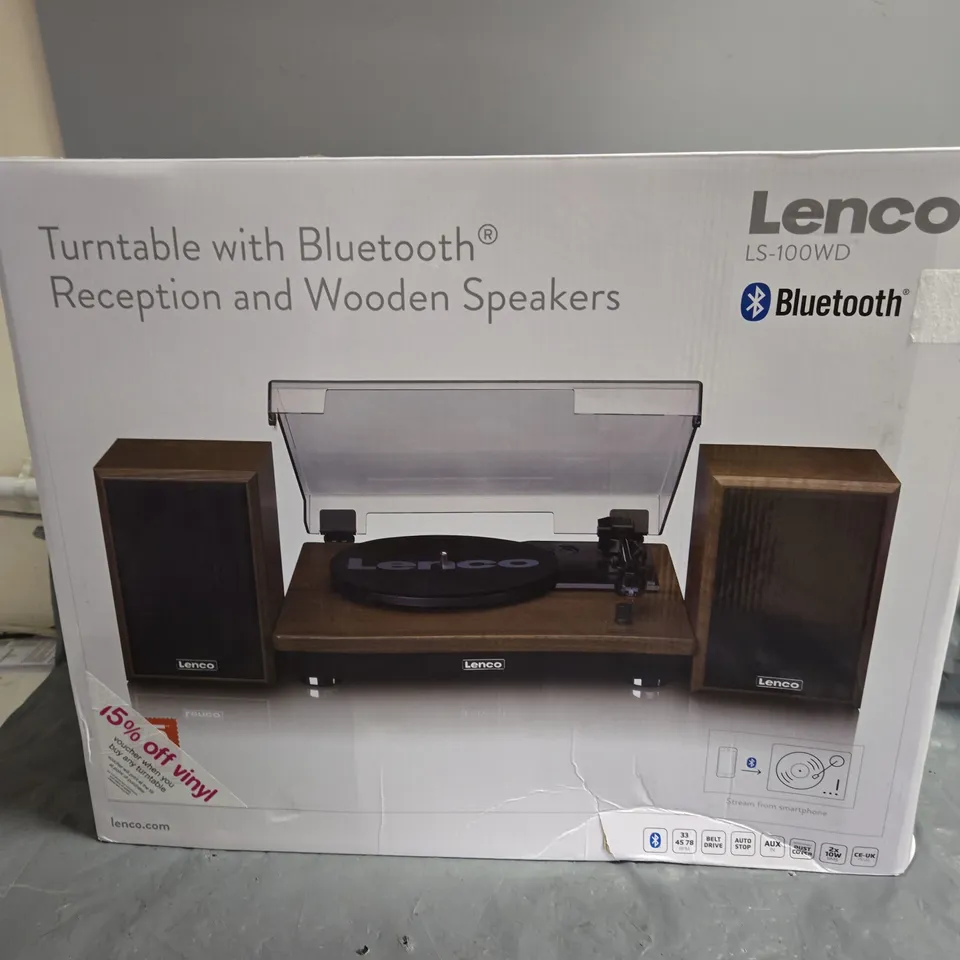 LENCO LS-100WD TURNTABLE WITH BLUETOOTH RECEPTION AND WOODEN SPEAKERS