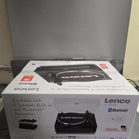 BOXED LENCO LS-430BK BLUETOOTH TURNTABLE WITH BUILT IN SPEAKERS