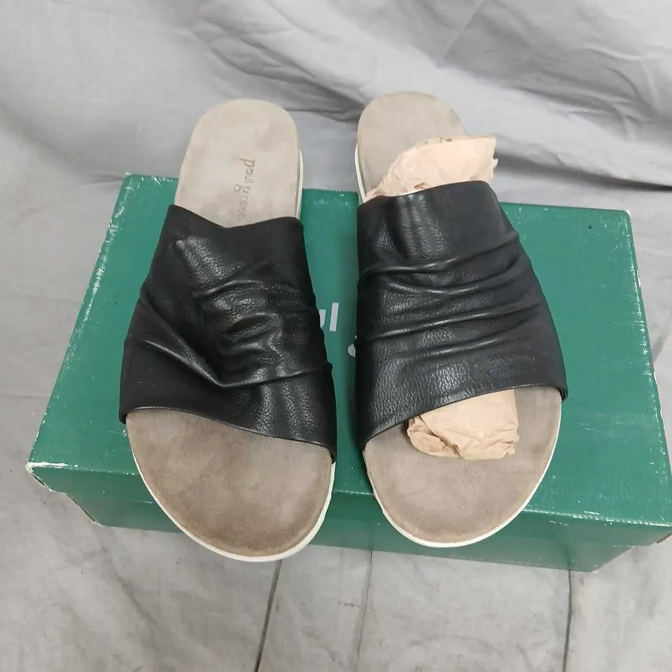 PAUL GREEN WOMEN'S BLACK LEATHER SLIDE SANDALS – UK 5.5 (5 1/2)