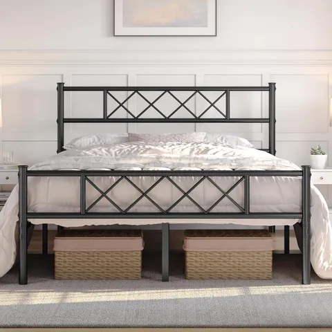 BOXED YAHEETECH BED FRAME 135×190CM - BLACK