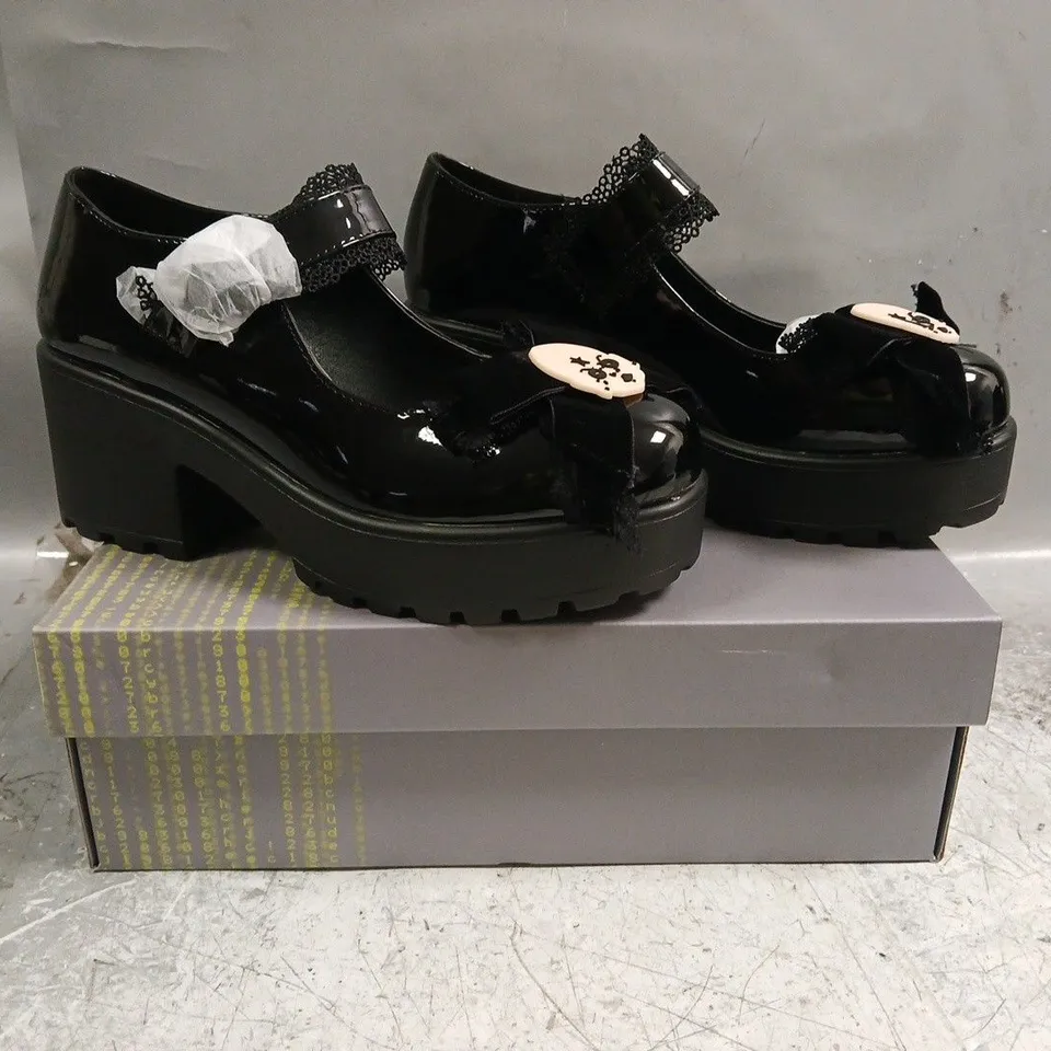 BOXED PAIR OF KOI TIRA GOTHIC MARY JANES WITCH BABY EDITION IN BLACK SIZE UK 6