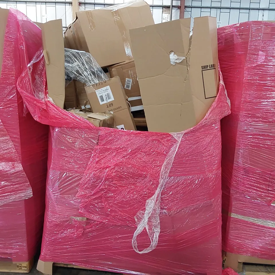 PALLET OF ASSORTED CONSUMER GOODS AND FURNITURE PRODUCTS TO INCLUDE; 30M WATER HOSE, PREMIUM AIR BED, PRESSURE WASHER, LIGHTED LED ARTIFICIAL BIRCH TREE, KID'S SUITCASE ECT.