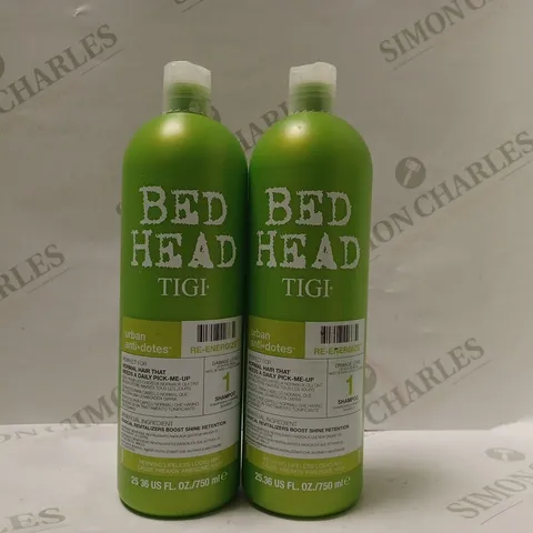 BOX OF 2 X 750ML TIGI BED HEAD URBAN ANTI+DOTES RE-ENERGIZE SHAMPOO