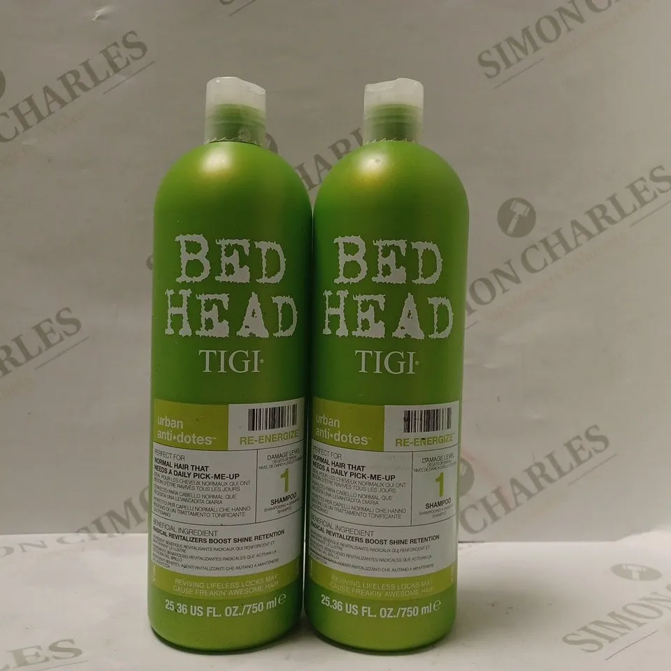 BOX OF 2 X 750ML TIGI BED HEAD URBAN ANTI+DOTES RE-ENERGIZE SHAMPOO  