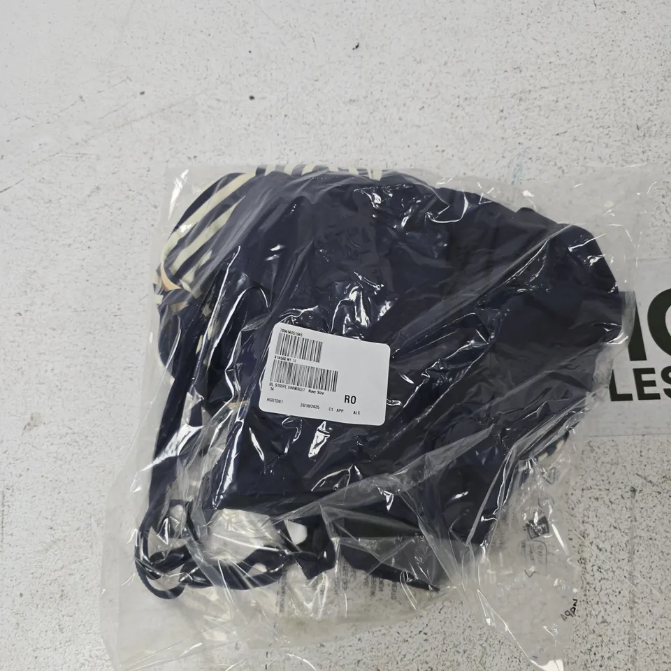 RUTH LANGSFORD STRIPE SWIMSUIT NAVY SIZE 14