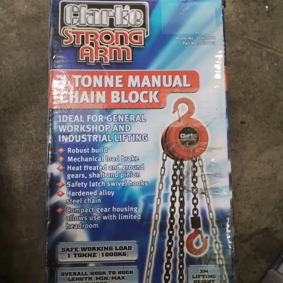 BOXED CLARKE 1 TONNE MANUAL CHAIN BLOCK