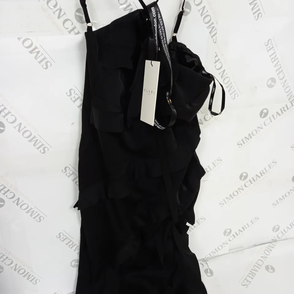 CLUB L BLACK SWEETHEART RUFFLE MAXI DRESS SIE 6