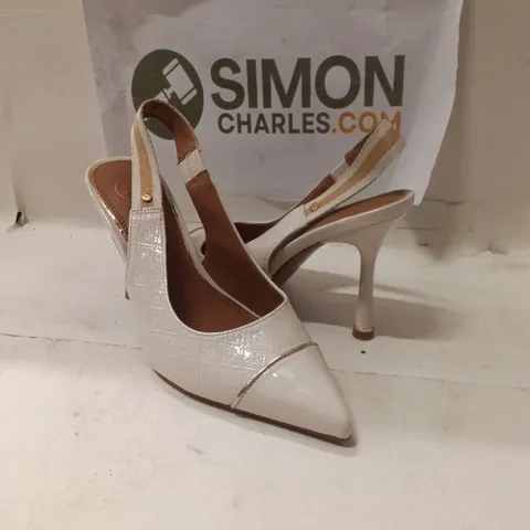 WOMEN'S WHITE PATENT SLINGBACK HIGH HEELS – SIZE EU37 UK4
