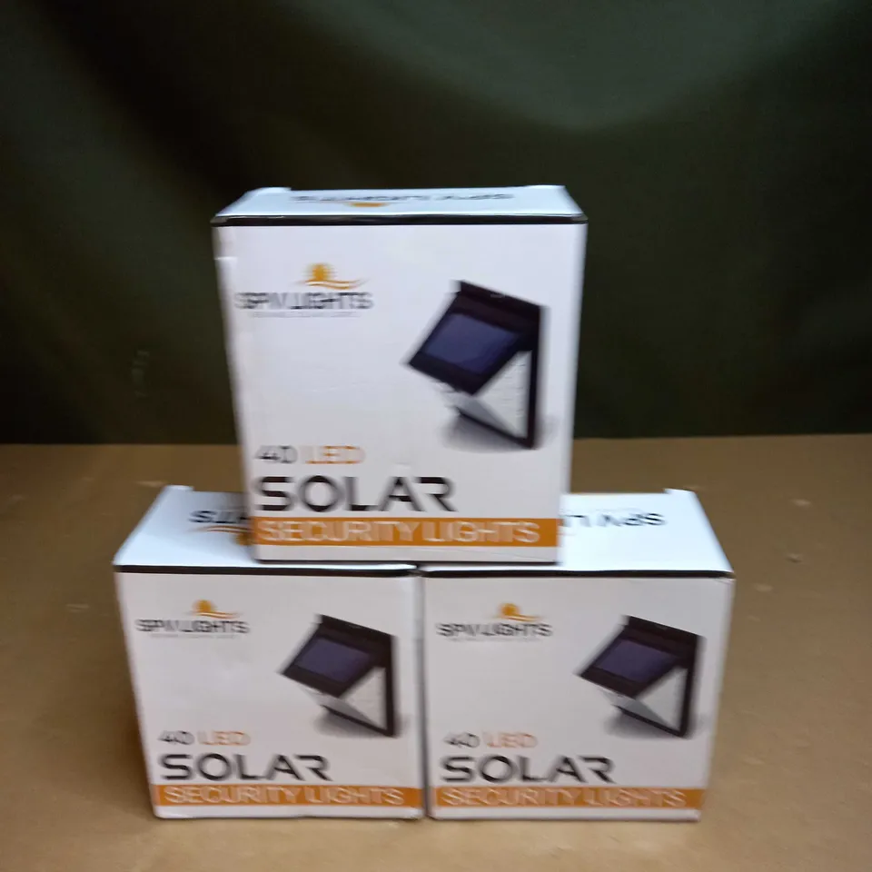 SET OF 3 40 LED SOLAR SECURITY LIGHTS