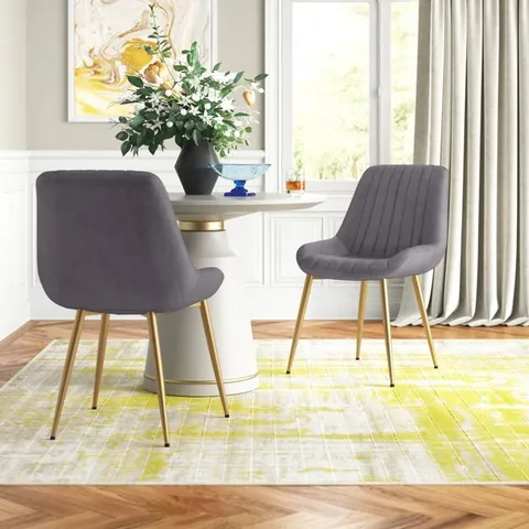 BOXED VELVET SIDE CHAIR (SET OF 2)