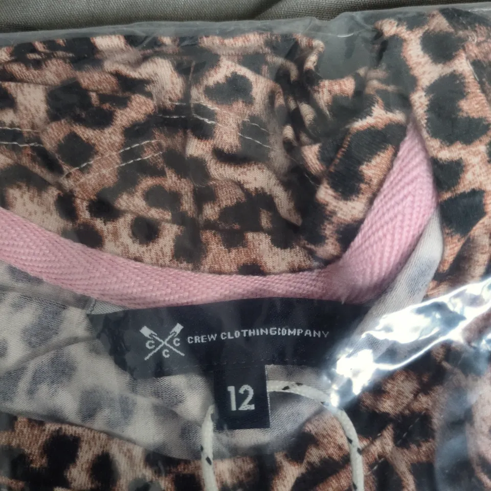 CREW CLOTHING COMPANY LEOPARD PRINT LONG SLEEVE TOP – UK 12