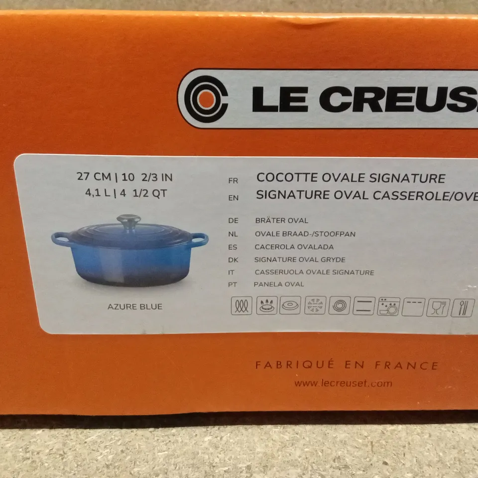 BOXED LE CREUSET SIGNATURE OVAL CASSEROLE/OVEN DISH, 27cm