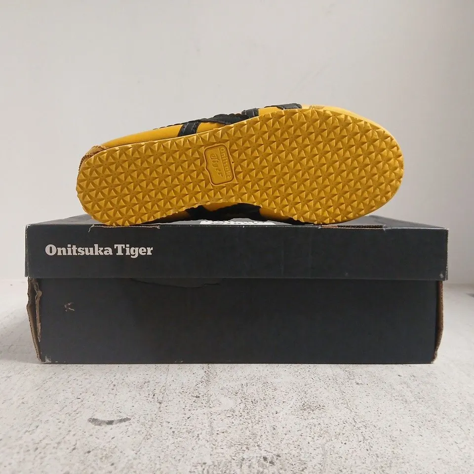 BOXED PAIR OF ONITSUKA TIGER MEXICO 66 TGRS SHOES IN YELLOW/BLACK SIZE UK 5