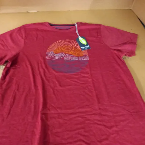 WEIRD FISH OCEAN GRAPHIC T-SHIRT IN RED - 5XL
