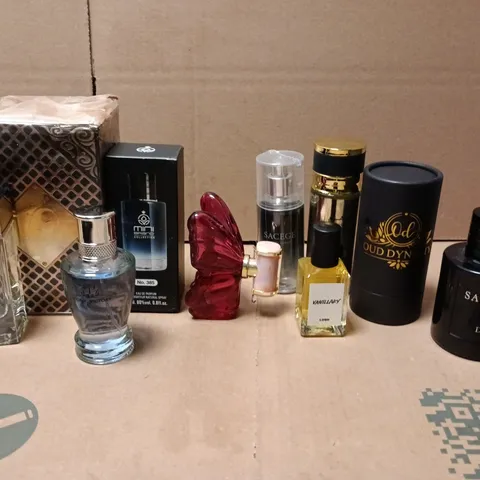 LOT OF 10 ASSORTED PERFUME ITEMS IN VARIOUS SIZES TO INCLUDE OUD DYNASTY, MINI BRAND AND ICONIC VICTORY