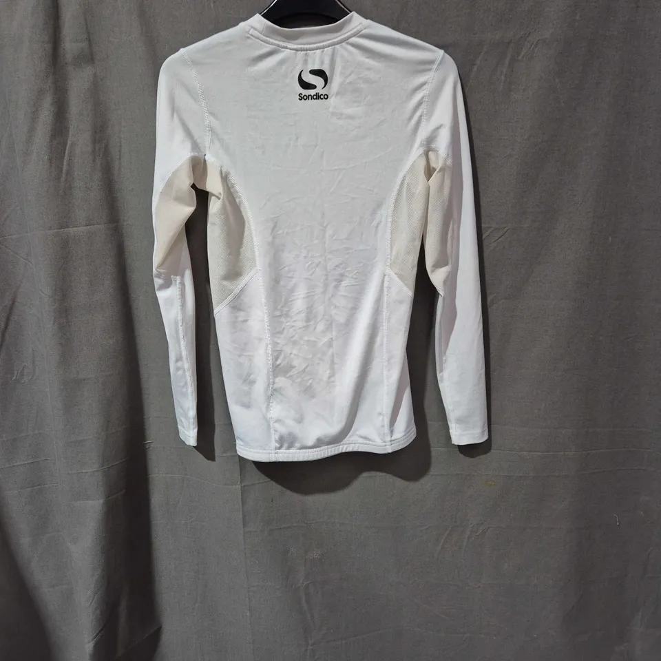 SONDICO WHITE LONG-SLEEVE TRAINING TOP 13YRS