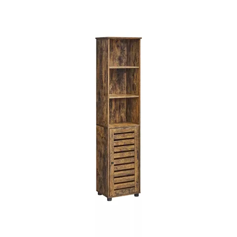 BOXED VASAGLE FREESTANDING TALL BATHROOM STORAGE CABINET, BATHROOM FLOOR CABINET, WITH OPEN SHELVES, ADJUSTABLE SHELVES, RUSTIC BROWN