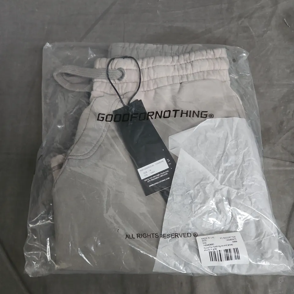 BAGGED GOOD FOR NOTHING CO-ORD JERSEY SHORTS – GREY – UK 32 (W32)