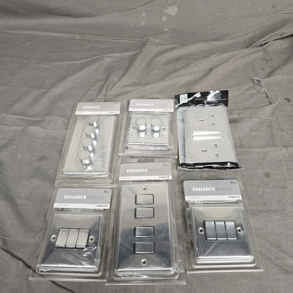 LARGE BOX OF APPROX 30 ASSORTED PLUG SOCKETS AND LIGHT SWITCHES 