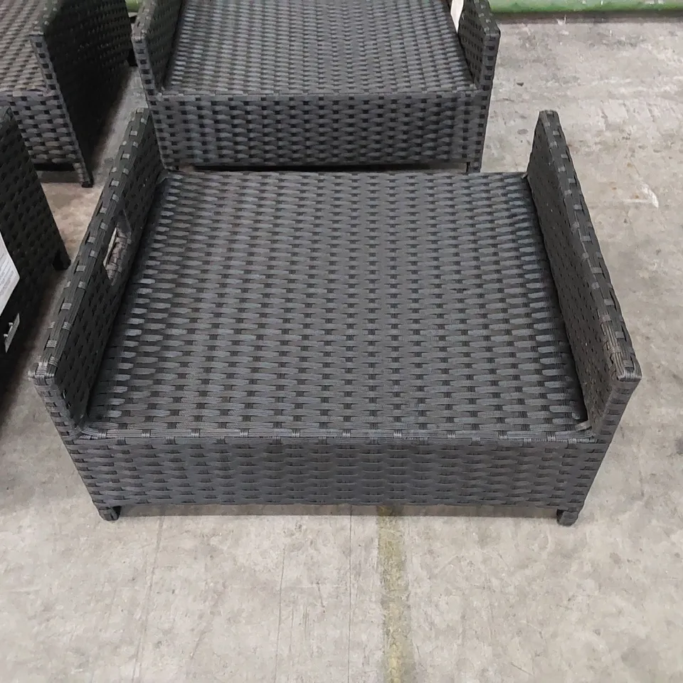 4 X BLACK RATTAN FOOTSTOOLS