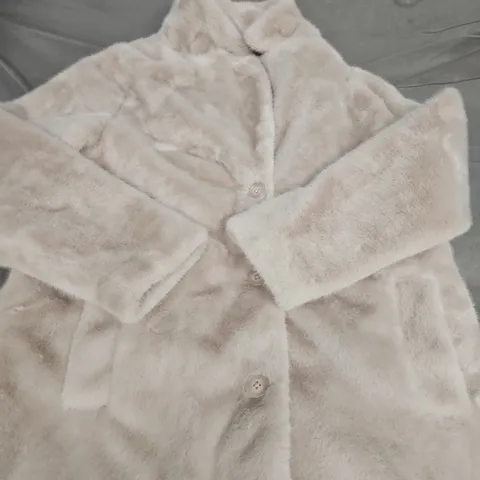 SCAMP & DUDE ADULTS FAUX FUR COAT – CREAM, UK 14