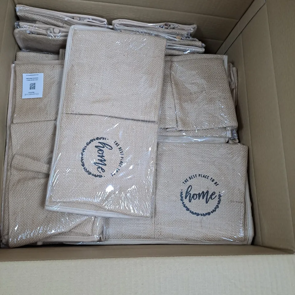 BOX OF APPROXIMATELY 46 OCEANHOME JUTE HANGING ORGANISERS